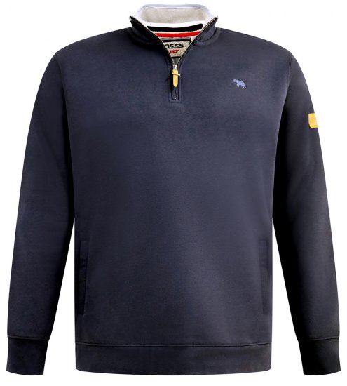 D555 Russel Zip Through Fleece Sweatshirt with Chest Embroidery Navy - Trøjer og hættetrøjer - Trøjer og Hættetrøjer i store størrelser - 2XL-14XL