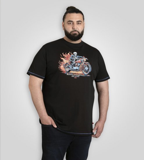 D555 Dewsbury Skeleton on Bike Crew Neck T-Shirt Black - T-shirts - T-shirts i store størrelser - 2XL-14XL