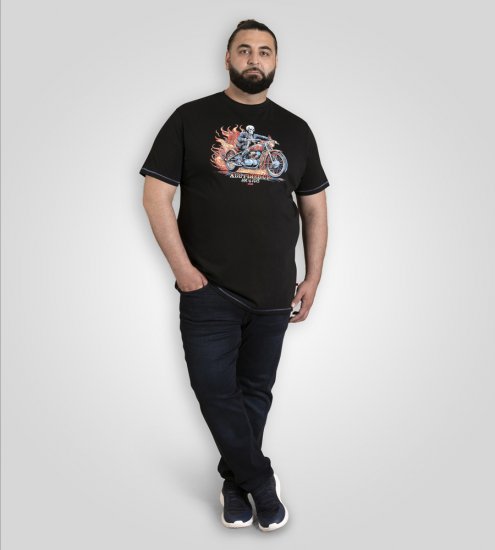 D555 Dewsbury Skeleton on Bike Crew Neck T-Shirt Black - T-shirts - T-shirts i store størrelser - 2XL-14XL