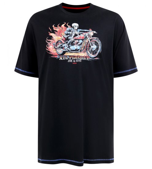 D555 Dewsbury Skeleton on Bike Crew Neck T-Shirt Black - T-shirts - T-shirts i store størrelser - 2XL-14XL
