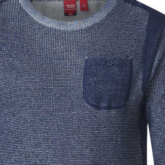 D555 Bryson Crewneck Sweater with Pocket Navy - Trøjer og hættetrøjer - Trøjer og Hættetrøjer i store størrelser - 2XL-14XL