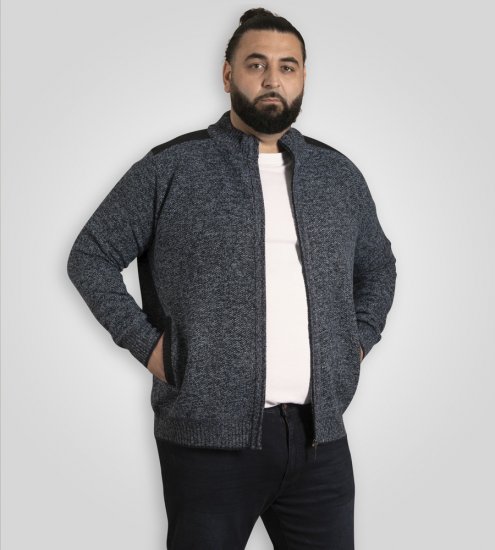 D555 Dereham 1 Strikket Cardigan med Lynlås og For Marineblå - Trøjer og hættetrøjer - Trøjer og Hættetrøjer i store størrelser - 2XL-14XL