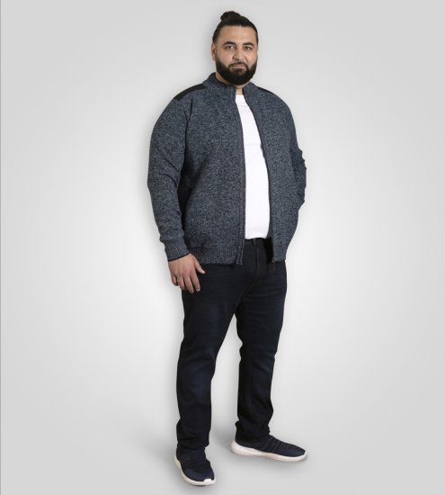D555 Dereham 1 Strikket Cardigan med Lynlås og For Marineblå - Trøjer og hættetrøjer - Trøjer og Hættetrøjer i store størrelser - 2XL-14XL