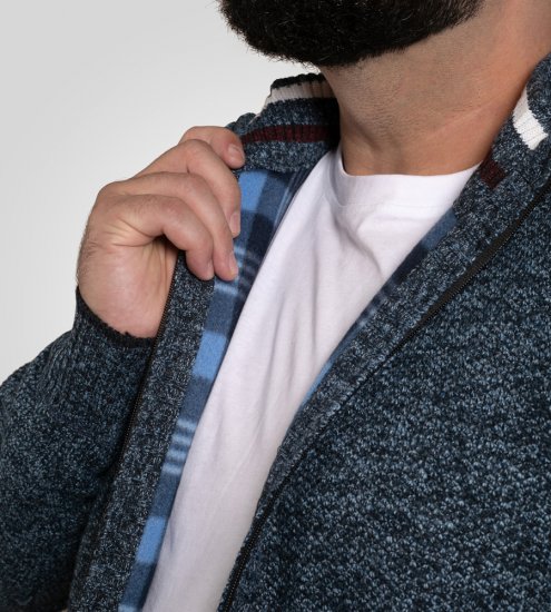 D555 Dereham 1 Strikket Cardigan med Lynlås og For Marineblå - Trøjer og hættetrøjer - Trøjer og Hættetrøjer i store størrelser - 2XL-14XL