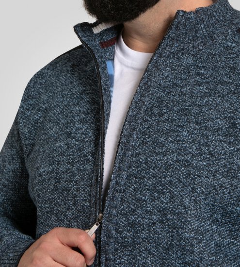 D555 Dereham 1 Strikket Cardigan med Lynlås og For Marineblå - Trøjer og hættetrøjer - Trøjer og Hættetrøjer i store størrelser - 2XL-14XL