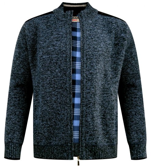 D555 Dereham 1 Strikket Cardigan med Lynlås og For Marineblå - Trøjer og hættetrøjer - Trøjer og Hættetrøjer i store størrelser - 2XL-14XL