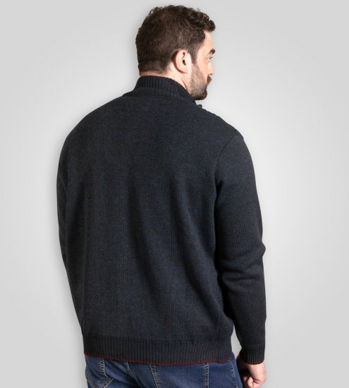 D555 Gillingham Strikket Cardigan med Lynlås og For Marineblå - Trøjer og hættetrøjer - Trøjer og Hættetrøjer i store størrelser - 2XL-14XL
