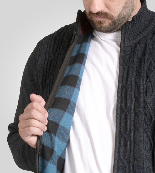 D555 Gillingham Strikket Cardigan med Lynlås og For Marineblå - Trøjer og hættetrøjer - Trøjer og Hættetrøjer i store størrelser - 2XL-14XL