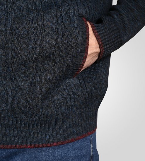 D555 Gillingham Strikket Cardigan med Lynlås og For Marineblå - Trøjer og hættetrøjer - Trøjer og Hættetrøjer i store størrelser - 2XL-14XL