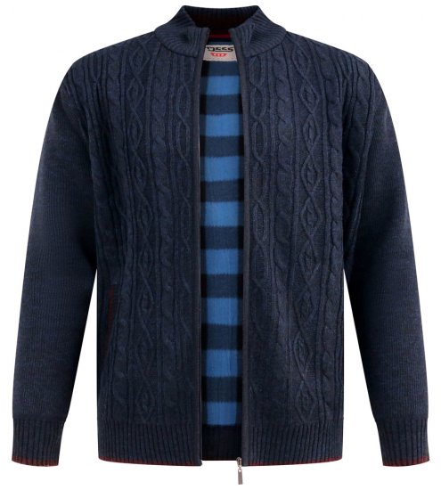 D555 Gillingham Strikket Cardigan med Lynlås og For Marineblå - Trøjer og hættetrøjer - Trøjer og Hættetrøjer i store størrelser - 2XL-14XL