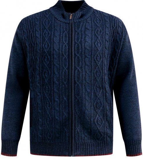 D555 Gillingham Strikket Cardigan med Lynlås og For Marineblå - Trøjer og hættetrøjer - Trøjer og Hættetrøjer i store størrelser - 2XL-14XL