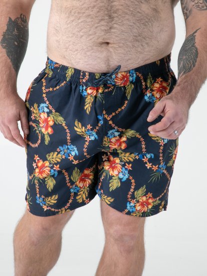 D555 Dawson AO Badeshorts med Hawaiitryk Marineblå - Undertøj og badetøj - Badetøj og Undertøj i store størrelser 