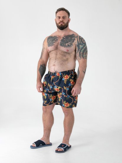 D555 Dawson AO Badeshorts med Hawaiitryk Marineblå - Undertøj og badetøj - Badetøj og Undertøj i store størrelser 