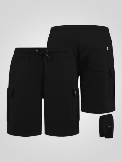 D555 Robinson 1 Fleece Cargo Shorts med Elastisk Talje Sort - Joggingbukser og shorts - Sweatpants og Sweatshorts 2XL-12XL