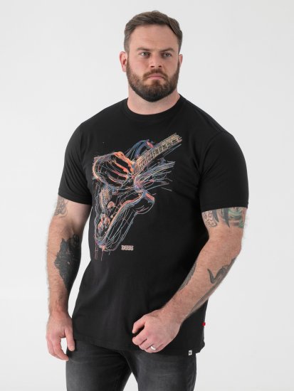 D555 Elliot T-shirt med Flerfarvet Guitartryk - T-shirts - T-shirts i store størrelser - 2XL-14XL
