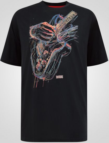 D555 Elliot T-shirt med Flerfarvet Guitartryk - T-shirts - T-shirts i store størrelser - 2XL-14XL