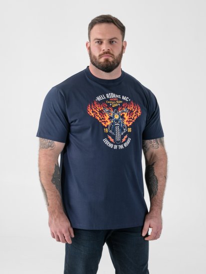 D555 Hockney T-shirt med Motorcykeltryk Marineblå - T-shirts - T-shirts i store størrelser - 2XL-14XL