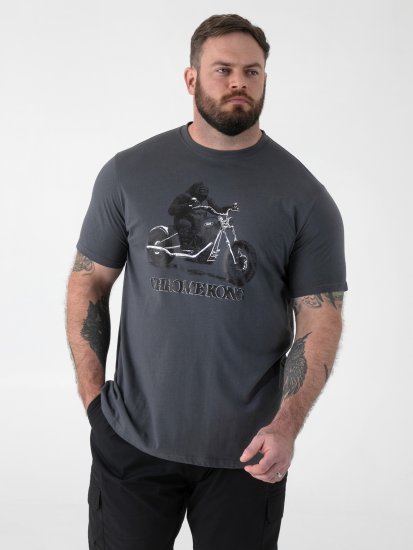 D555 Craig Gorilla Biker T-shirt med tryk Mørkegrå - T-shirts - T-shirts i store størrelser - 2XL-14XL