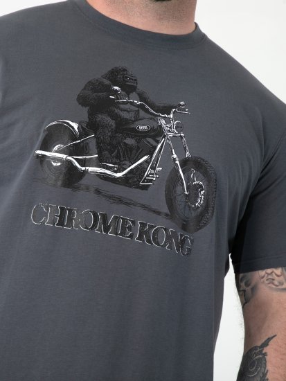 D555 Craig Gorilla Biker T-shirt med tryk Mørkegrå - T-shirts - T-shirts i store størrelser - 2XL-14XL