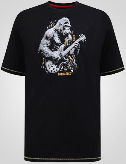 D555 Macfarlan T-shirt med Gorillatryk Sort - Tøj i store størrelser - Tøj i store størrelser til mænd