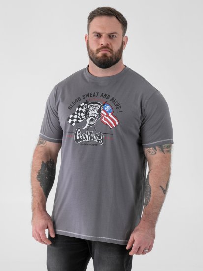 D555 Jasper Official Gas Monkey T-shirt med tryk Grå - T-shirts - T-shirts i store størrelser - 2XL-14XL