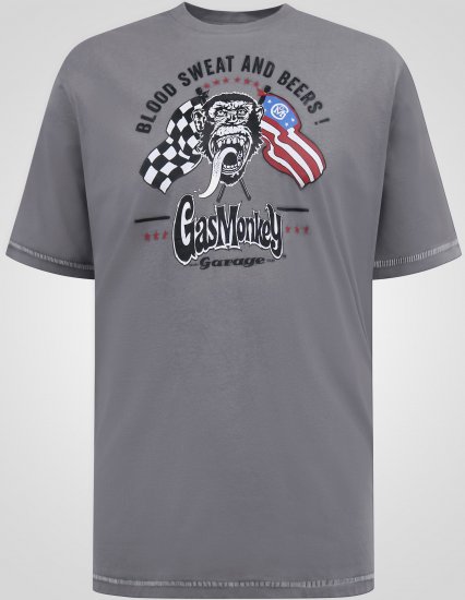D555 Jasper Official Gas Monkey T-shirt med tryk Grå - T-shirts - T-shirts i store størrelser - 2XL-14XL