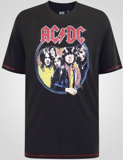 D555 Hugh Official ACDC Highway To Hell T-shirt med tryk Sort - T-shirts - T-shirts i store størrelser - 2XL-14XL