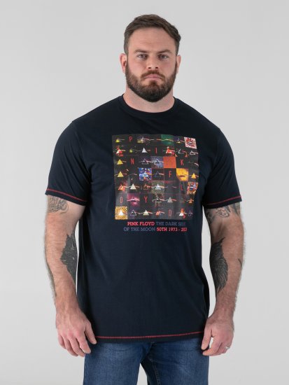 D555 Otto Official Pink Floyd 50th Anniversary T-shirt med tryk Marineblå - T-shirts - T-shirts i store størrelser - 2XL-14XL
