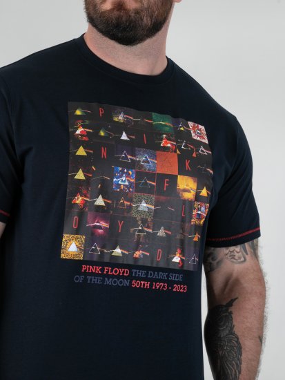 D555 Otto Official Pink Floyd 50th Anniversary T-shirt med tryk Marineblå - T-shirts - T-shirts i store størrelser - 2XL-14XL
