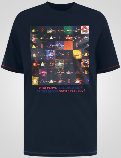 D555 Otto Official Pink Floyd 50th Anniversary T-shirt med tryk Marineblå - T-shirts - T-shirts i store størrelser - 2XL-14XL