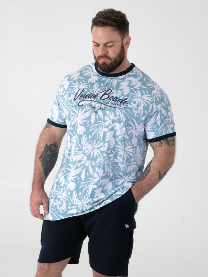 D555 Shoreham AO T-shirt med Venice Beach tryk Blå - T-shirts - T-shirts i store størrelser - 2XL-14XL