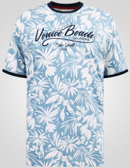 D555 Shoreham AO T-shirt med Venice Beach tryk Blå - T-shirts - T-shirts i store størrelser - 2XL-14XL
