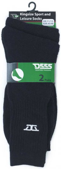 D555 Logan Sports And Leisure Socks 2-Pack Black - Undertøj og badetøj - Badetøj og Undertøj i store størrelser 