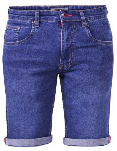 D555 Davidson Blue Stretch Denim Shorts - Shorts - Shorts i store størrelser - W40-W60