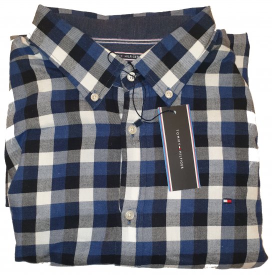 Tommy Hilfiger Gingham Twill Shirt Blue - Motleys vilde apriludsalg - 