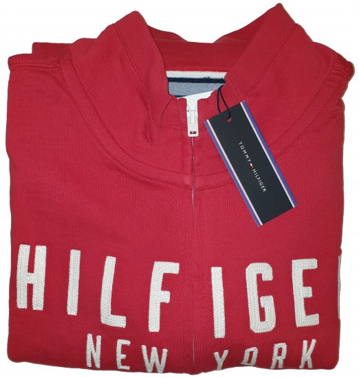 Tommy Hilfiger Kent Zip Thru Sweatshirt Red - Motleys vilde apriludsalg - 