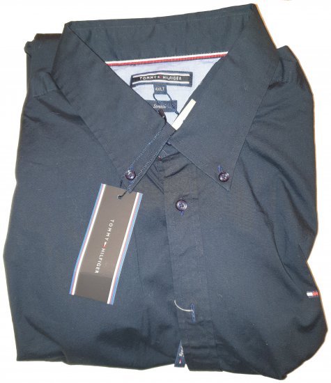 Tommy Hilfiger Stretch Poplin Shirt Black - Motleys vilde apriludsalg - 