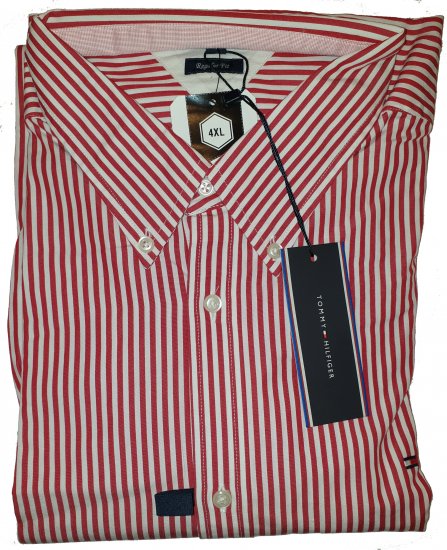 Tommy Hilfiger North Stripe Long Sleeve Shirt Red - Motleys vilde apriludsalg - 