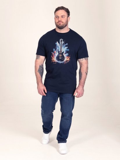 D555 Slater Trykt T-shirt Mørkeblå - T-shirts - T-shirts i store størrelser - 2XL-14XL