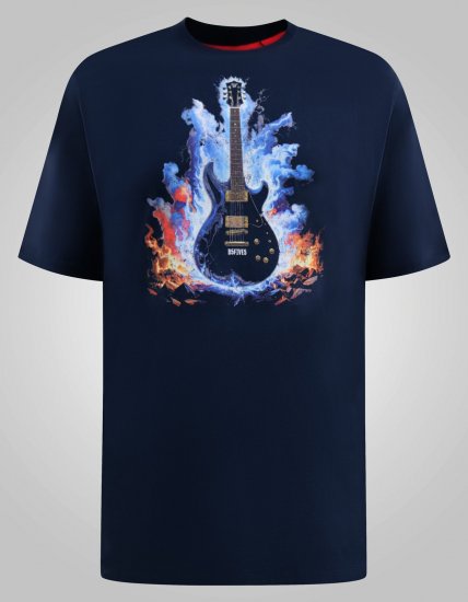 D555 Slater Trykt T-shirt Mørkeblå - T-shirts - T-shirts i store størrelser - 2XL-14XL