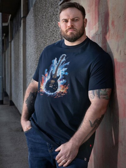 D555 Slater Trykt T-shirt Mørkeblå - T-shirts - T-shirts i store størrelser - 2XL-14XL