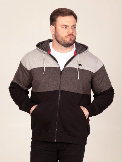 D555 Fitzgerald Zip Through Hoody With Cut & Sew Panels Sort - Trøjer og hættetrøjer - Trøjer og Hættetrøjer i store størrelser - 2XL-14XL