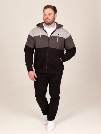 D555 Fitzgerald Zip Through Hoody With Cut & Sew Panels Sort - Trøjer og hættetrøjer - Trøjer og Hættetrøjer i store størrelser - 2XL-14XL