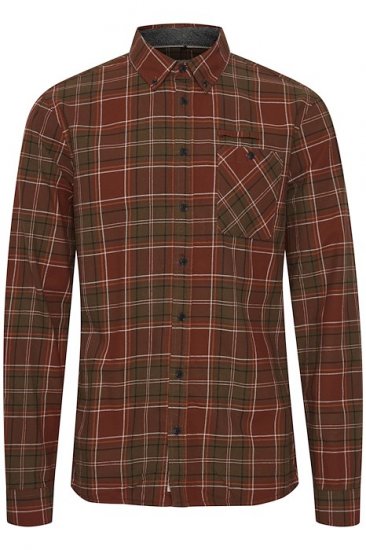 Blend Checked Long Sleeve Shirt 4324 Brown - Tøj i store størrelser - Tøj i store størrelser til mænd
