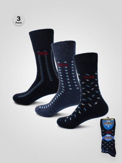D555 Harold 3 Extra Wide Comfort Fit Socks 3-pack Navy/Denim - Undertøj og badetøj - Badetøj og Undertøj i store størrelser 