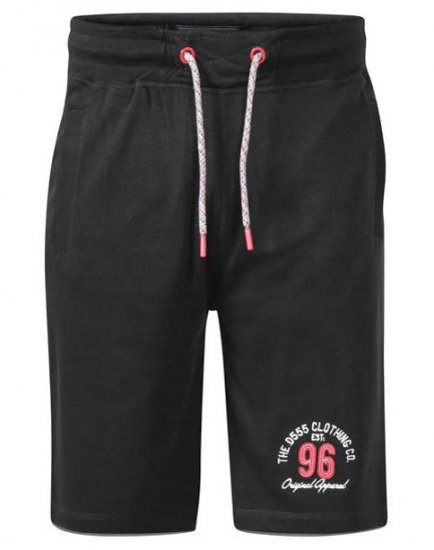 D555 Tompkins 1 Elasticated Waist Shorts Black - Joggingbukser og shorts - Sweatpants og Sweatshorts 2XL-12XL