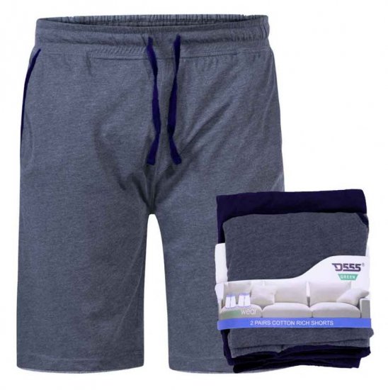D555 Cobra Two Pack Elasticated Waist Band Jersey Shorts With Pockets - Joggingbukser og shorts - Sweatpants og Sweatshorts 2XL-12XL