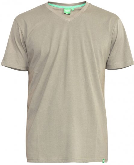 D555 Signature V-neck T-shirt Khaki - T-shirts - T-shirts i store størrelser - 2XL-14XL