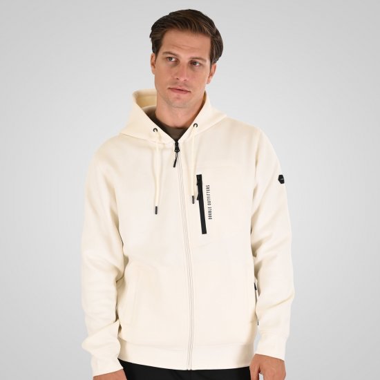 Double Outfitters MTOP-1160 Hættetrøje med lynlås Hvid - Trøjer og hættetrøjer - Trøjer og Hættetrøjer i store størrelser - 2XL-14XL