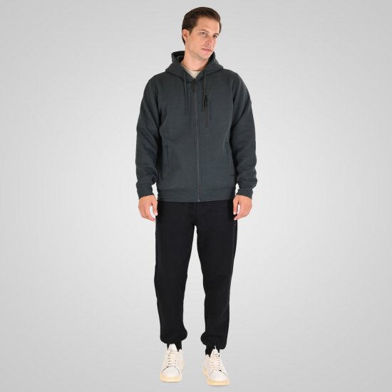 Double Outfitters MTOP-1160 Hættetrøje med lynlås Mørkegrøn - Trøjer og hættetrøjer - Trøjer og Hættetrøjer i store størrelser - 2XL-14XL
